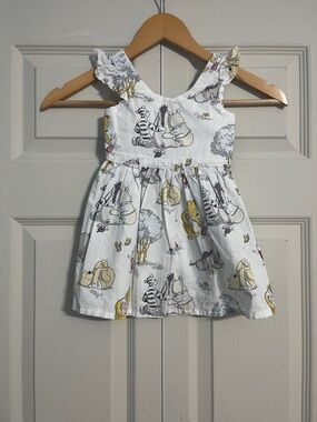 Girls White Winnie the Pooh Print Sundress